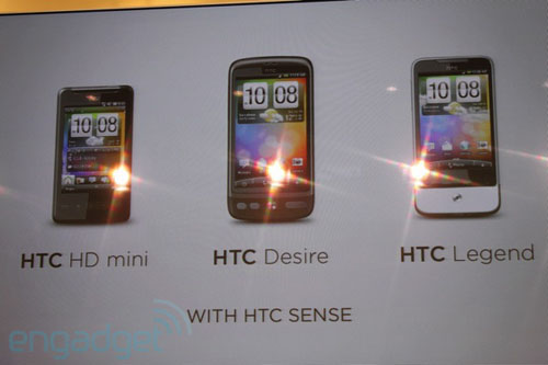 HTC  MWC2010. HTC Legend, HTC Desire, HTC HD2 mini