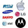  Apple, Research In Motion, Samsung, LG, Motorola, Sanyo  AT&T    